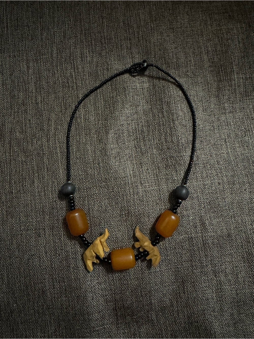 Handcrafted Amber-Brown tribal Bead Necklace